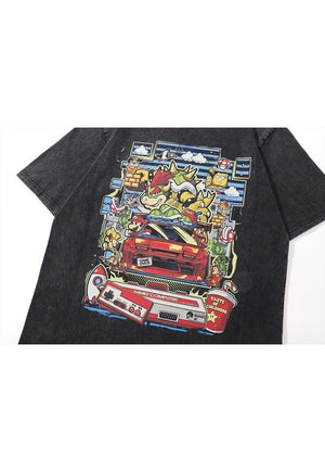 Dragon cartoon t-shirt Mario Kart tee vintage game top grey