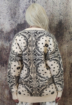 Paisley sweater vintage bandana cable jumper top off white