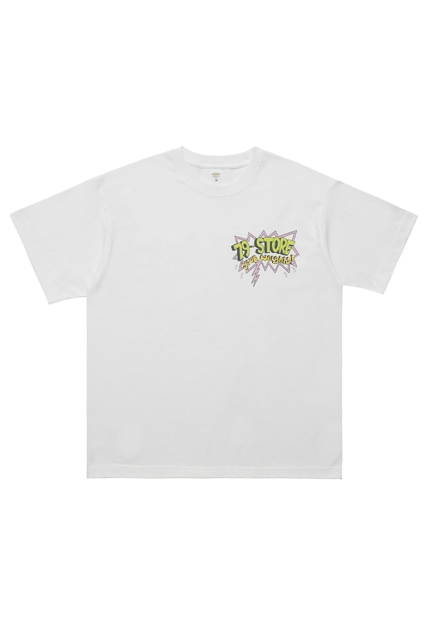 Funny cartoon t-shirt tee muscle tee retro grunge top white