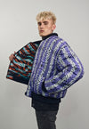 Zebra stripe varsity jacket geometric reversible 4in1 bomber