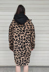 Leopard fleece coat in brown faux fur animal print jacket