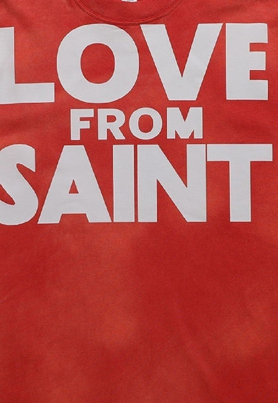 Saint print t-shirt grunge punk tee retro heaven top in red