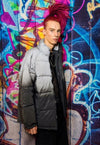 Reflective bomber luminous cotton padded puffer jacket grey