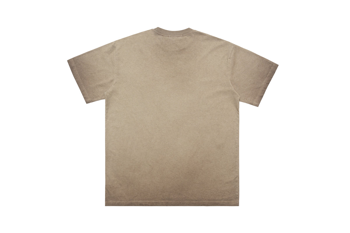 Grunge graffiti t-shirt retro print top hip-hop tee in brown