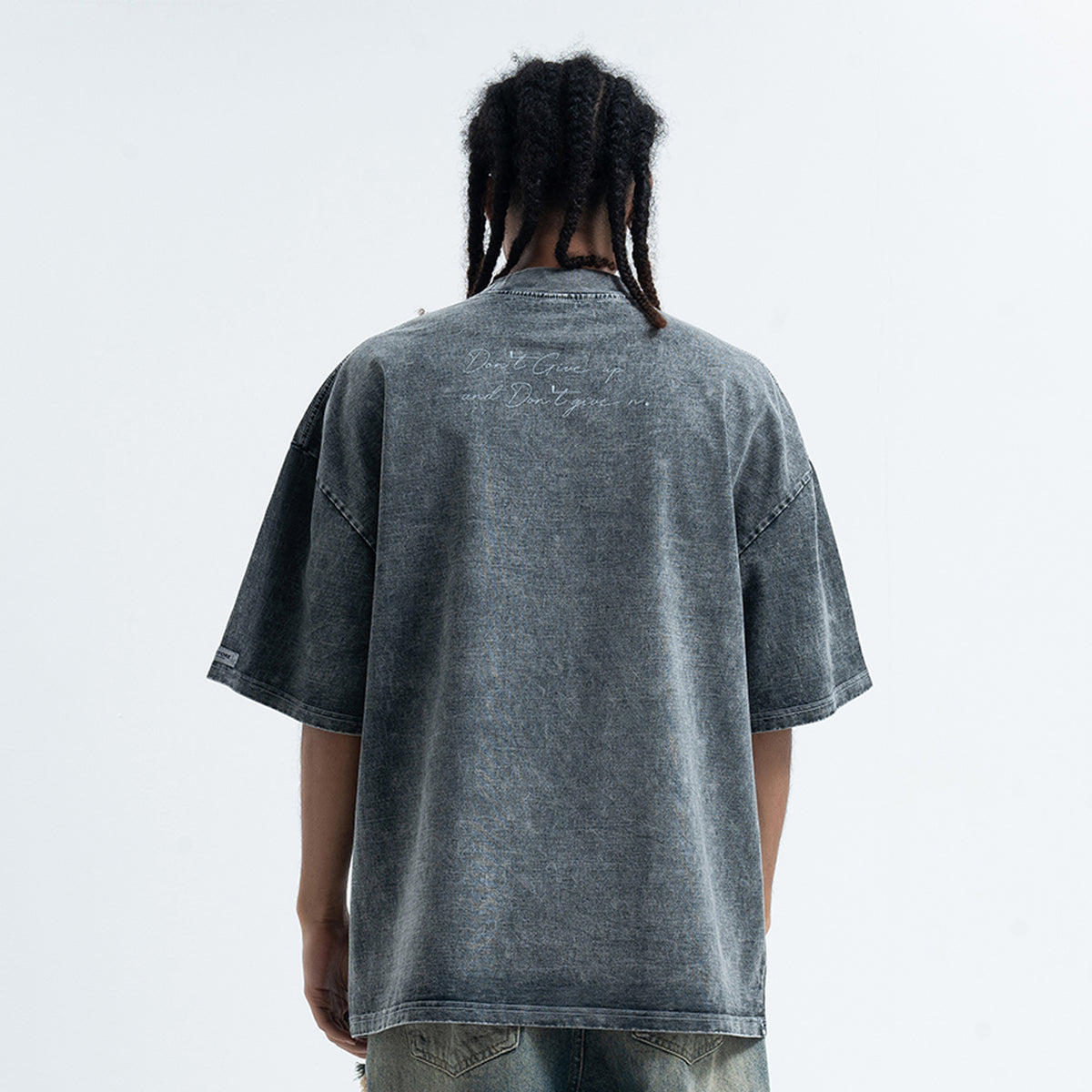 Anarchy t-shirt Punk top pentagram print tee in grey