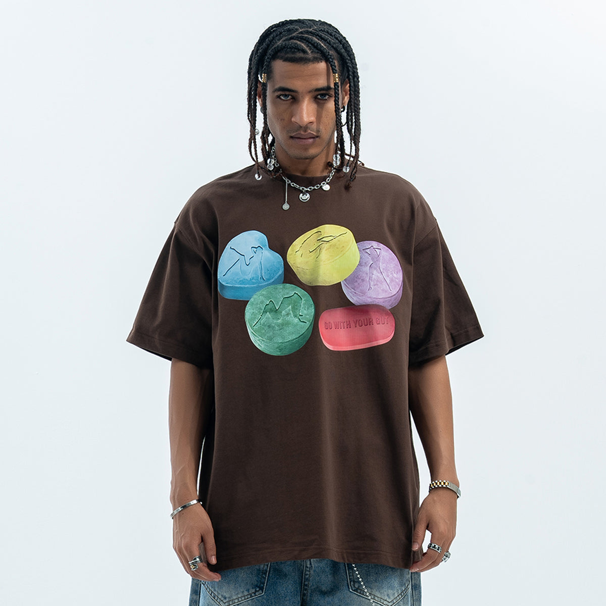 Psychedelic t-shirt graffiti top raver tee grunge jumper in black