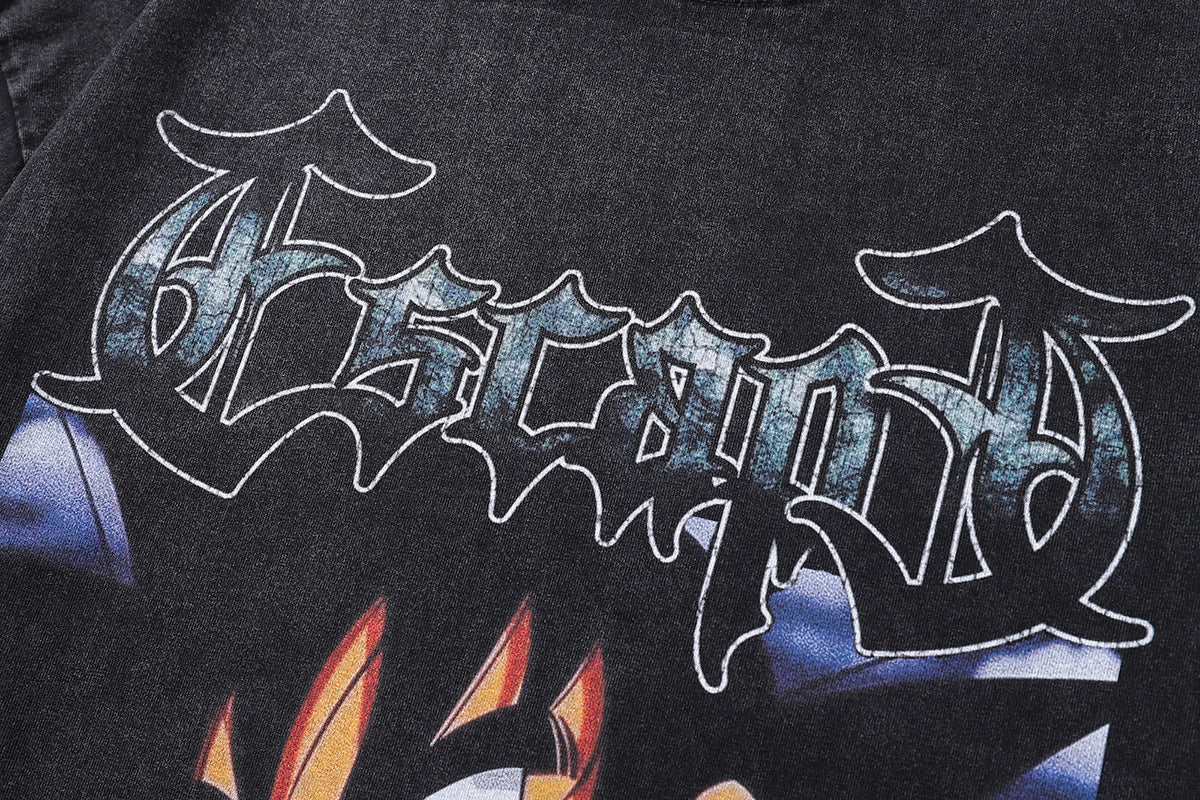 Goku t-shirt DBZ tee retro Japanese cartoon top in vintage grey