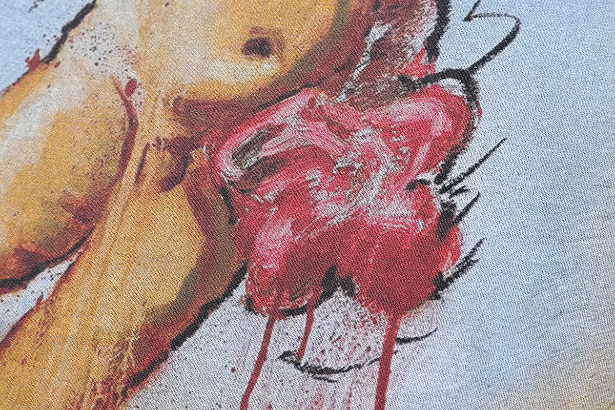 Angel emoji t-shirt creepy smile tee funny y2k top in Cream