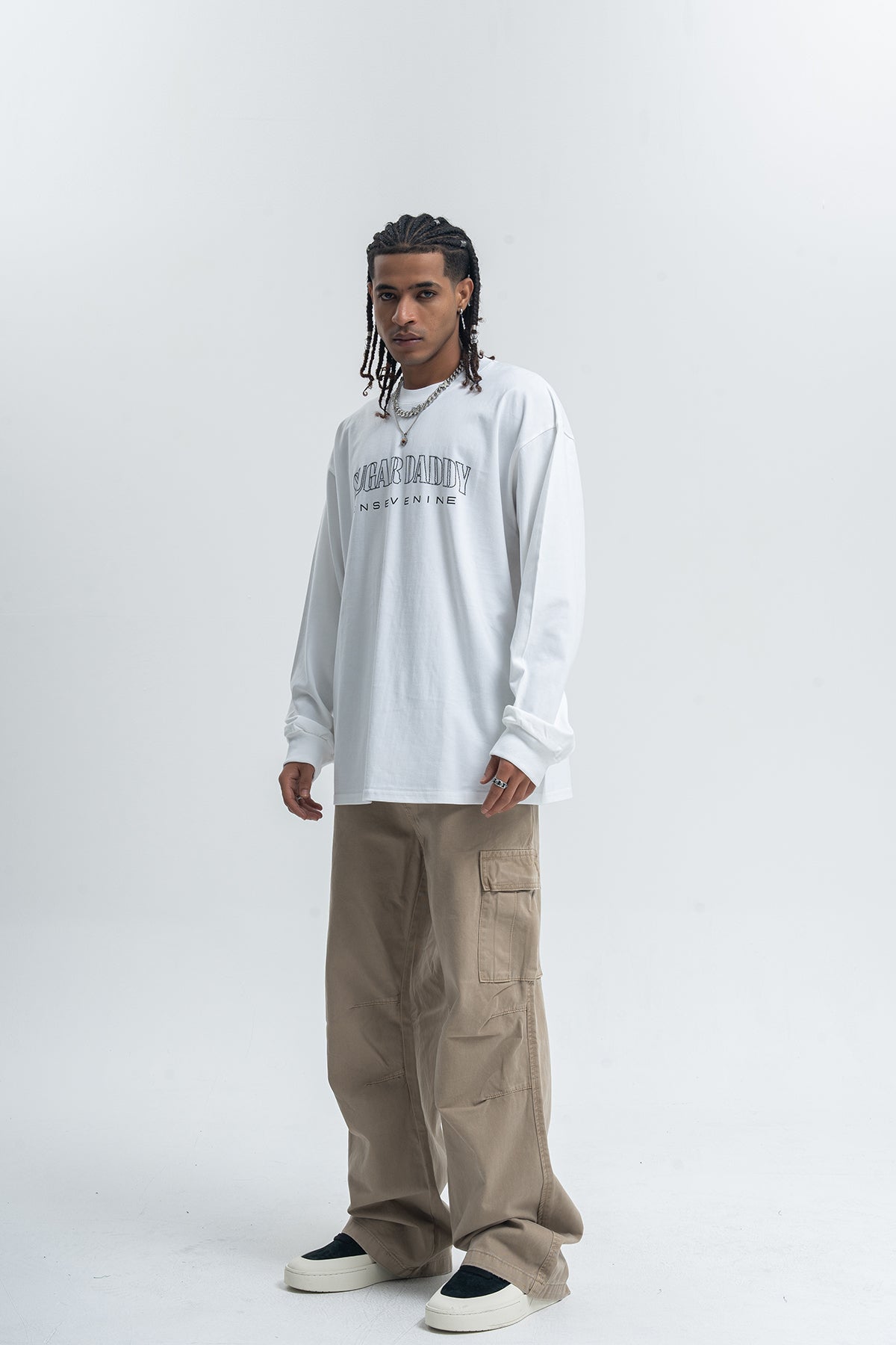 Sugar daddy slogan top long sleeve diamante jumper glitter slogan pullover in white