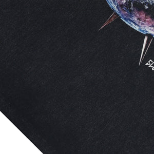 Earth print vintage sleeveless t-shirt gothic surfer vest retro creepy tank top in acid wash black