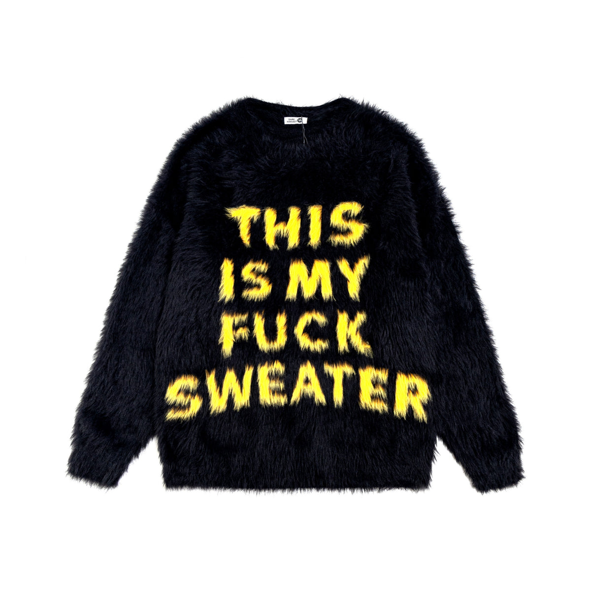 Fuck slogan sweater grunge knitted fluffy 90s inspired jumper blue
