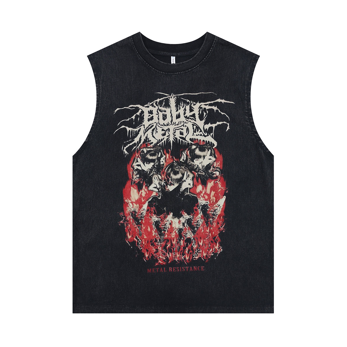 Baby Metal sleeveless t-shirt vintage anime vest metalcore tank top in acid wash black