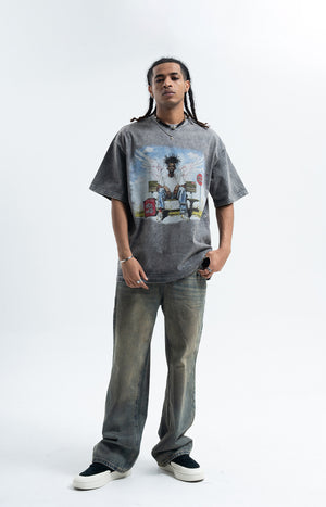 Dead rapper t-shirt hip-hop tee angel print top in grey