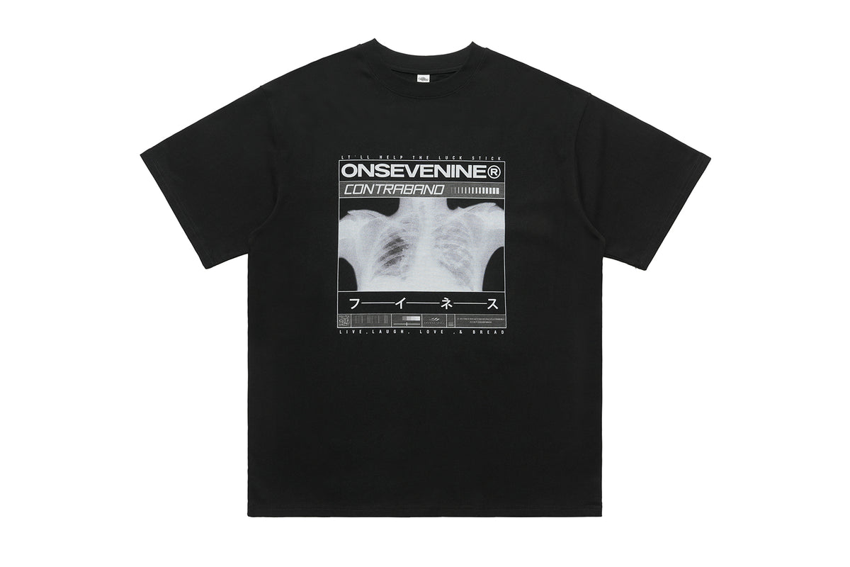 X-ray t-shirt bones print top grunge gothic tee in black