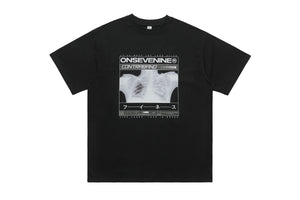 X-ray t-shirt bones print top grunge gothic tee in black