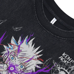 Anime boys sleeveless t-shirt vintage Japanese vest retro cartoon tank top in acid wash black