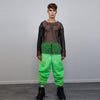 Neon faux fur joggers winter raver pants fluffy skiing trousers mountain fleece overalls festival bottoms burning man pants in green