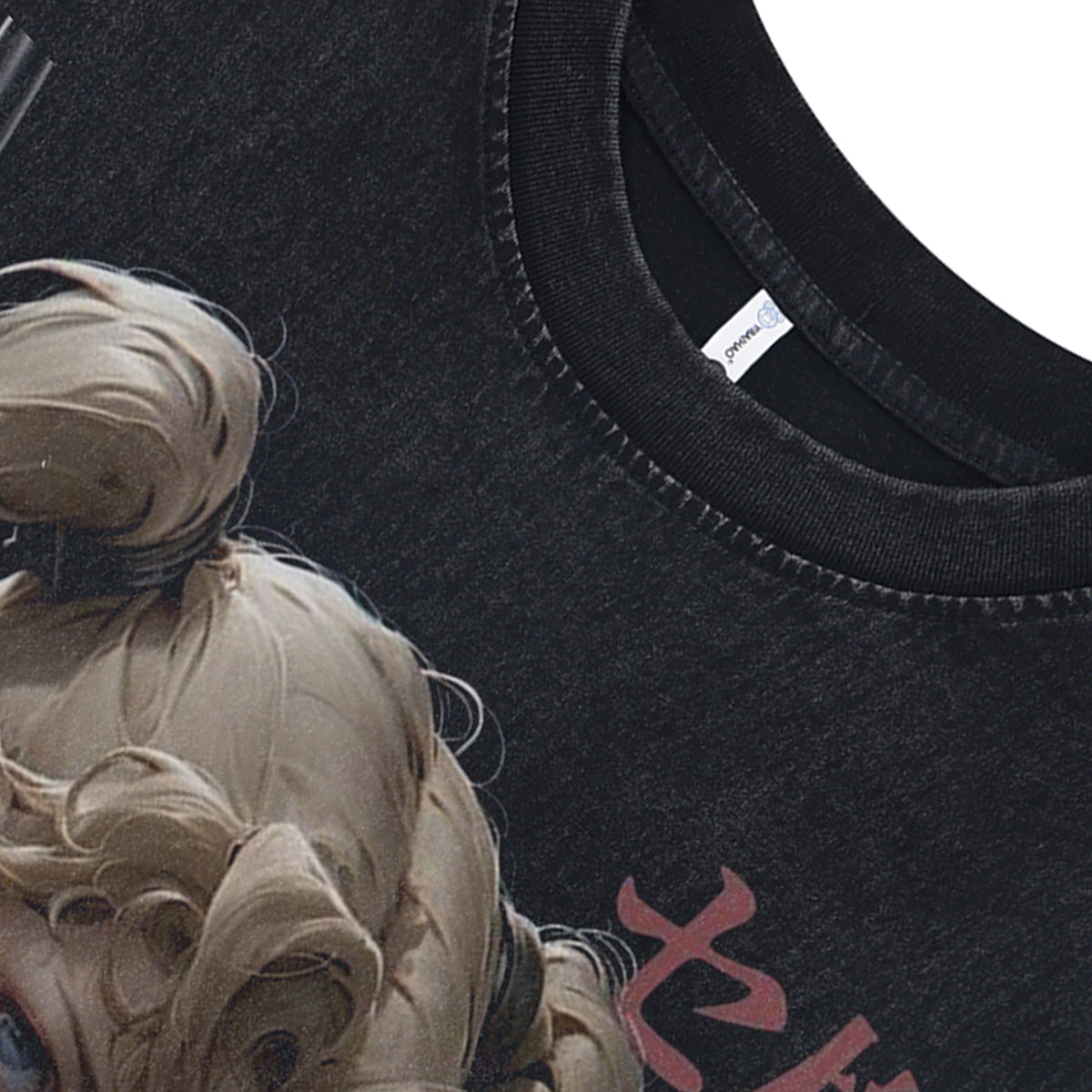 Anime girl sleeveless t-shirt vintage Japanese vest retro cartoon tank top in acid wash black