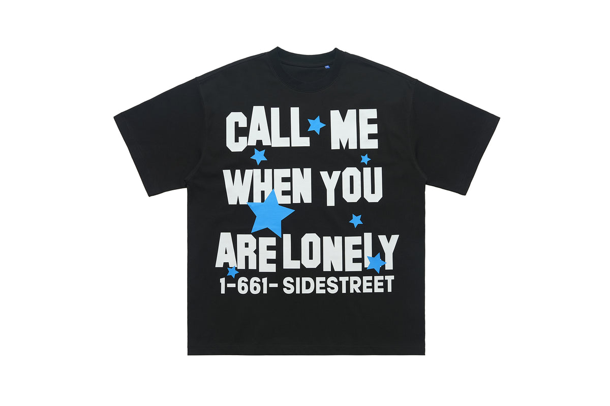 Lonely t-shirt single slogan top graffiti tee in Black