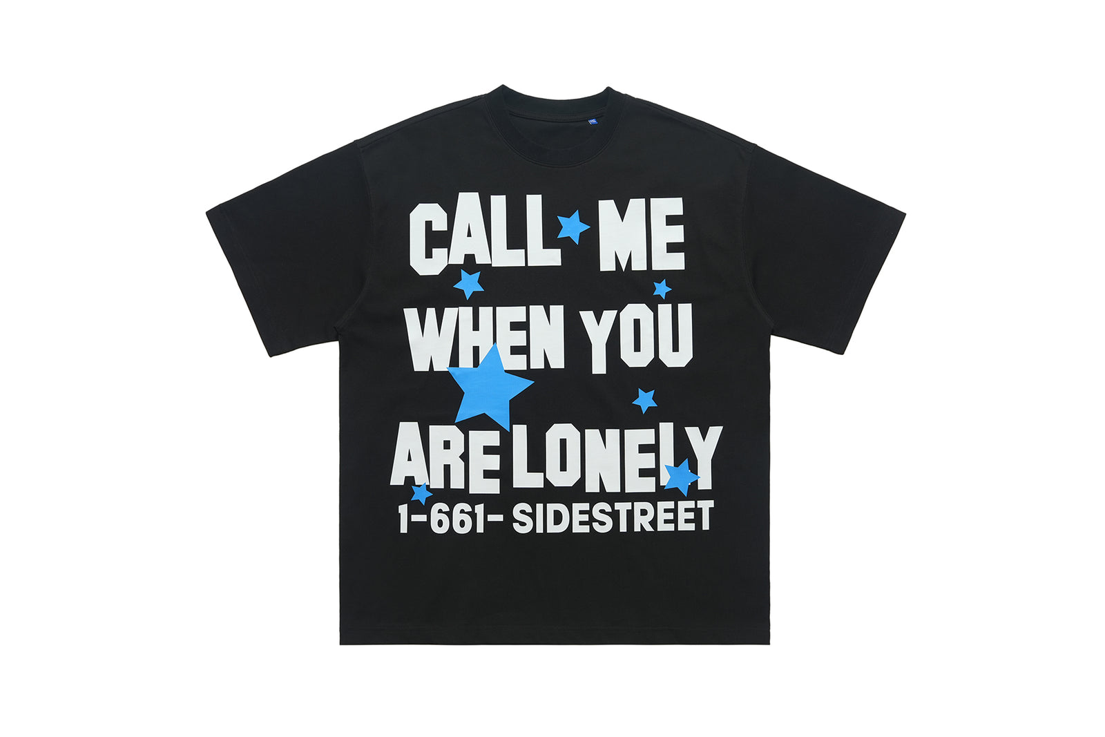 Lonely t-shirt single slogan top graffiti tee in Black