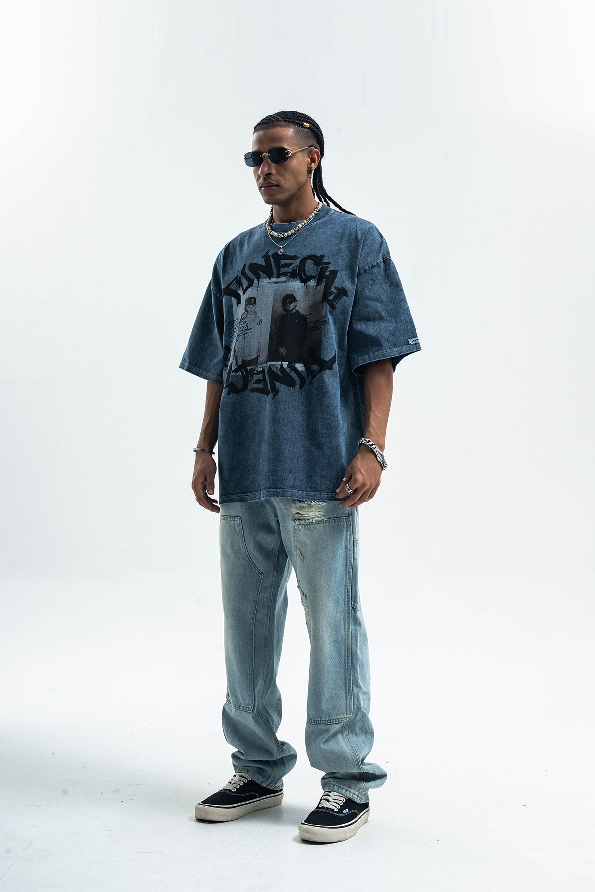 Vintage Tunechi t-shirt retro hip-hop tee grunge rapper top in grey