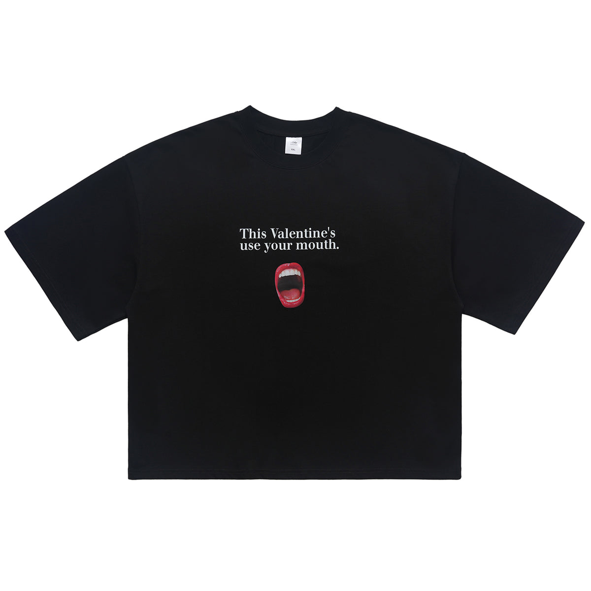 Valentines day t-shirt mouth print top y2k lovers tee in black