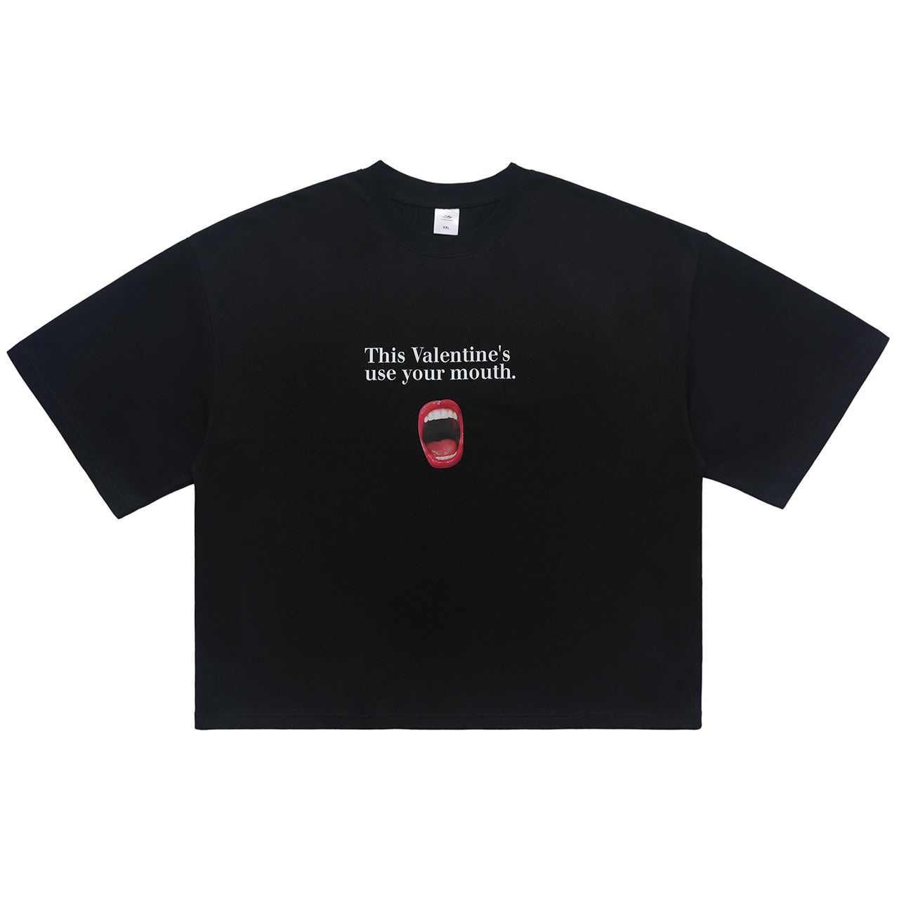 Valentines day t-shirt mouth print top y2k lovers tee in black