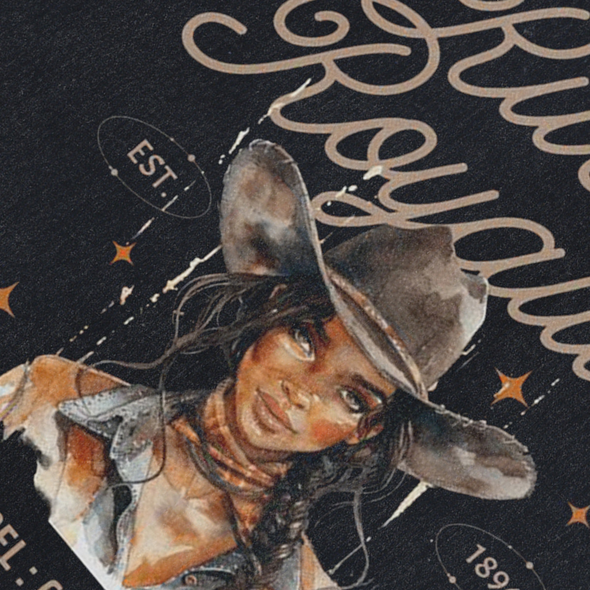 Cowgirl print sleeveless t-shirt wild west surfer vest USA western tank top in acid wash black