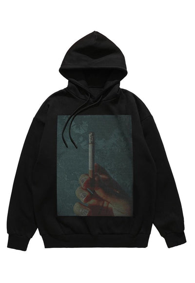 Cigarette hoodie smoker pullover tattoo top raver jumper