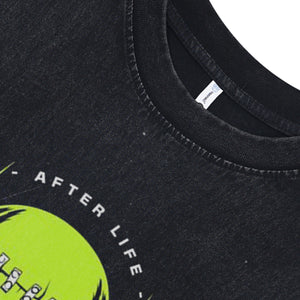 Gothic skull sleeveless t-shirt cyberpunk surfer vest 00s necromancer slogan tank top in acid wash black