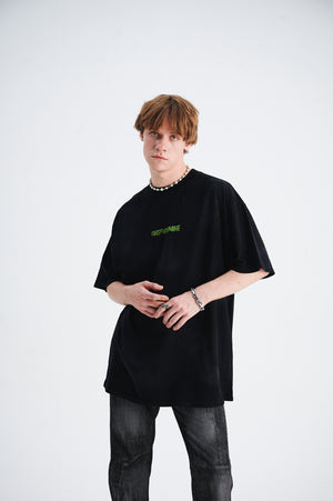 Creepy skeleton t-shirt bones cartoon top scary skull tee in black