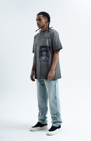 Wild West t-shirt revolution slogan top grunge American tee in beige