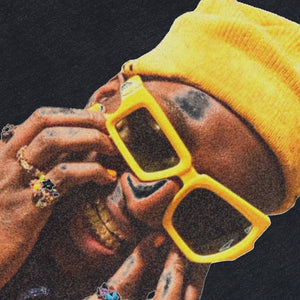 Cyberpunk sleeveless t-shirt catalyst slogan surfer vest 00s psychelic tank top in acid wash black