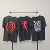 RED ANIME PRINT vintage wash t-shirt sample sale 3 for 2