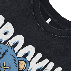 Creepy bear vintage sleeveless t-shirt gothic teddy surfer vest retro cartoon tank top in acid wash black