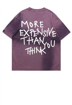 Money slogan t-shirt broken grunge tee in tie-dye red