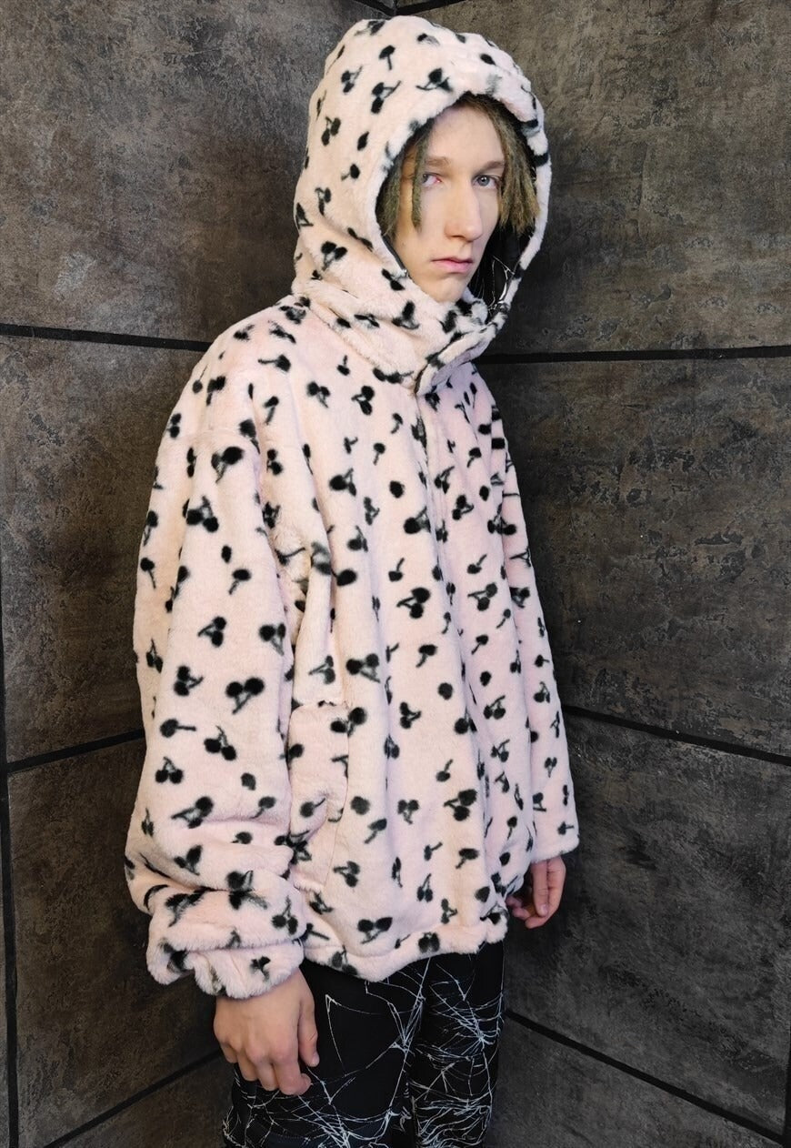 Reversible Spider web jacket handmade fleece bomber in black