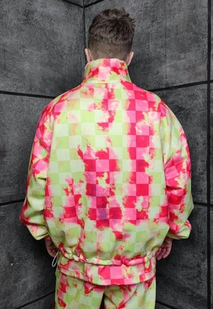 Reversible Vans check fleece jacket handmade chess coat