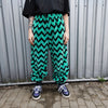 Festival stripe fleece joggers zebra pants handmade zigzag faux fur raver trousers premium party overalls in green black