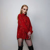 Sequin embellished shirt long sleeve glitter blouse shiny fancy dress top going out sweatshirt boho sparkly jumper in red