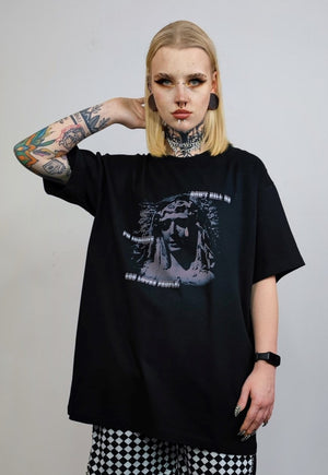 Saint t-shirt religion graffiti tee grunge gothic top black