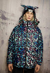 Leopard bomber handmade detachable animal print in pink blue