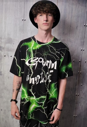 Light strike t-shirt neon thunderstorm tee in green black