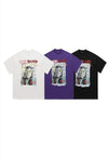 Graffiti print t-shirt grunge tee retro raver top in purple