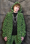 SKA check fleece coat handmade 2in1 Vans trench jacket green