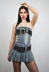 Belted denim dress cowboy blue mini jean gown