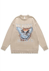 Butterfly sweater Anime knit distressed grunge jumper grey