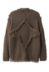 Distressed cardigan shredded jumper ripped sweater brown