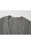 Cardigan dress cable knitted extreme length sweater in black