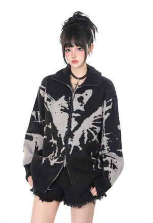 Abstract pattern sweater grunge moth print jumper punk top